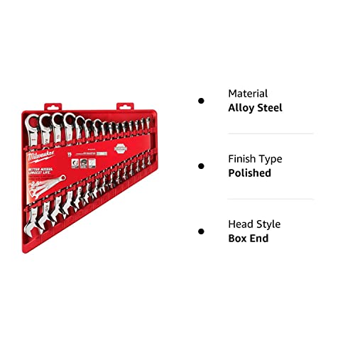 Milwaukee 48229416 15pc Ratcheting Combination Wrench Set – SAE