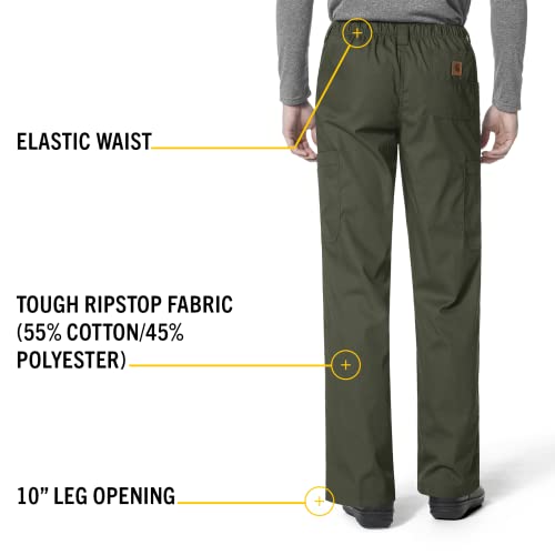 Carhartt Men's Ripstop Multi-Cargo Scrub Pant, Olive, Small