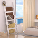 ZHOMUD Blanket Ladder, 6 Tier Blanket Holder, 68.9 Inch Tall Blanket Rack, Ladder Shelf Against The Wall, Rustic Bamboo Quilt Rack Stand for Bathroom, Living Room, Bedroom, Balcony, White
