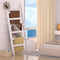 ZHOMUD Blanket Ladder, 6 Tier Blanket Holder, 68.9 Inch Tall Blanket Rack, Ladder Shelf Against The Wall, Rustic Bamboo Quilt Rack Stand for Bathroom, Living Room, Bedroom, Balcony, White