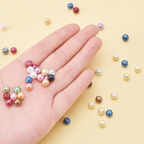 1960Pcs Pearl Beads, BetterJonny 28 Colors Round Pearl Beads with Holes 6mm Colorful Loose Spacer Beads for Jewelry Bracelet Necklace Earrings Making and DIY Craft