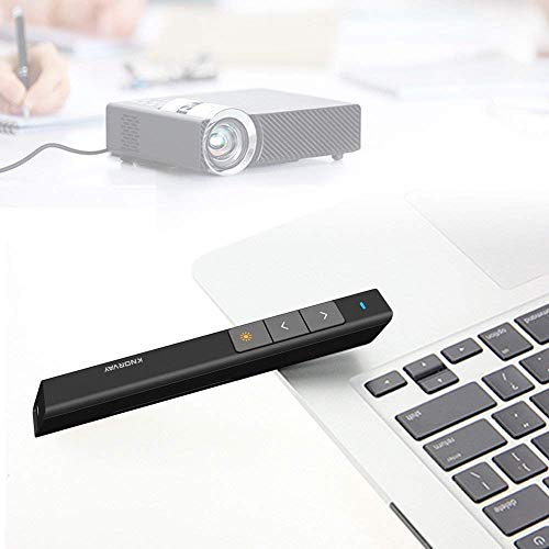 KNORVAY N26 Laser Pointer, RF 2.4GHz Wireless Presenter Pointer PowerPoint Clicker for Presentation with Protective Pouch (Black)