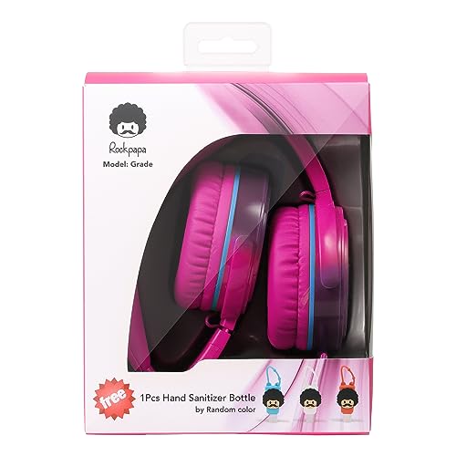 Rockpapa 982 Foldable Wired Headphones,Over Ear Headphones Stereo Headphones with Microphone,Boys Girls Headphones for Travel/PC/Mac/Laptop/Phone(Pink)