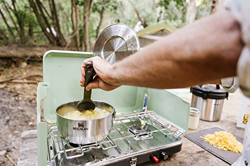 Stanley Even Heat Essential Pot Set, 4-Piece Camping Cookware Set with Stainless Steel Pots and Pans, Utensils, Lids, and Cooking Accessories, Outdoor Travel Kit for Campsites, Hiking, and More