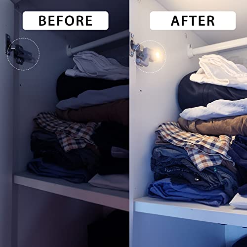 Cupboard Battery Smart Night Light - 10 Set LED Wardrobe Sensor Lights - Kitchen Cabinet Wireless Hinges Lamp for Indoor Closet, Under Cabinet, Cabinets, Student Locker Includes Green Batteries