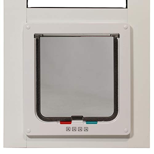 Whiskers and Windows Cat Door for Horizontal Sliding Windows, Large Cat Flap, Fits Windows 34"-37" h, White