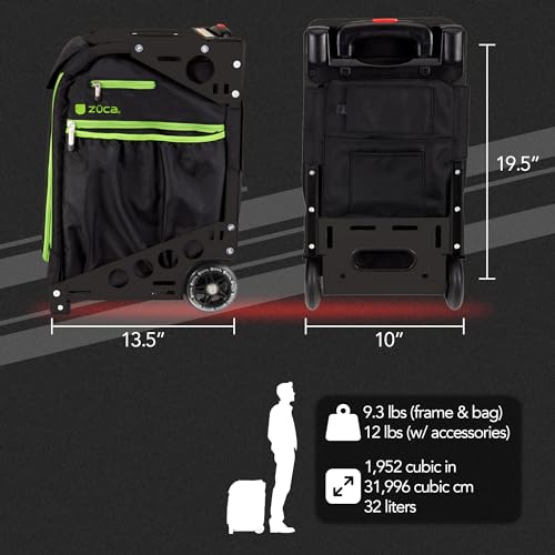 ZUCA Pickleball Pro Bag - Professional Touring Pickle Ball Bag for Men and Women - TSA Approved Large Touring Case for Travel (Black Aluminum Frame w/Black on Black Insert)