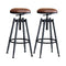 Levede 2X Bar Stool Kitchen Wooden Leather Barstools Industrial Swivel Chairs