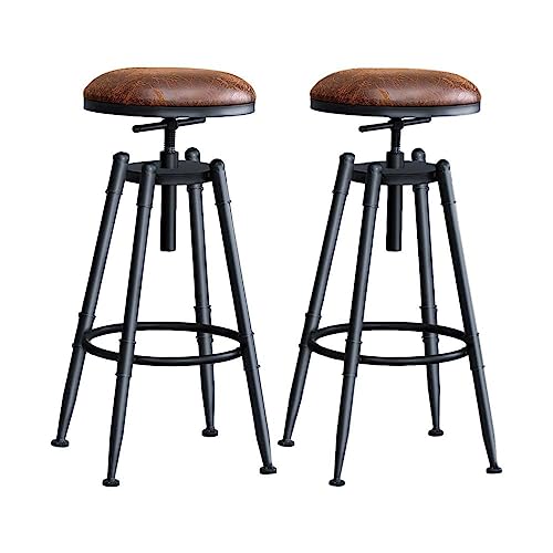 Levede 2X Bar Stool Kitchen Wooden Leather Barstools Industrial Swivel Chairs