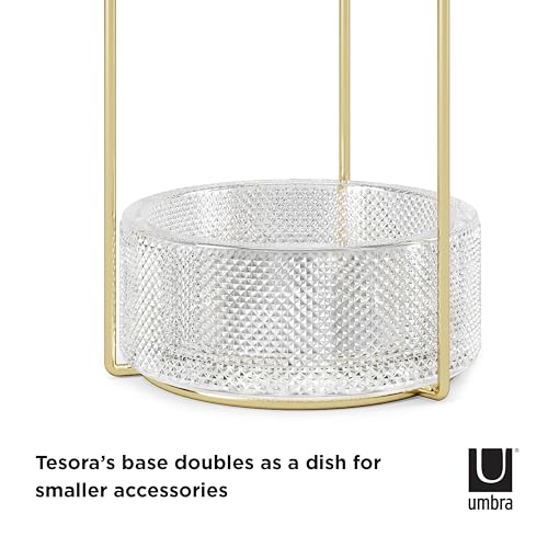 Umbra 1014862-104 Tesora 3-Tier Jewelry Stand, Earring Holder, Accessory Organizer and Display, Glass/Brass