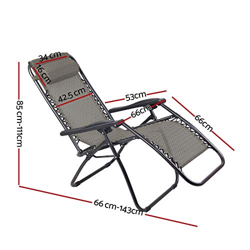 Gardeon Zero Gravity Portable Reclining Lounge Folding Outdoor Camping Beach Chair Beige