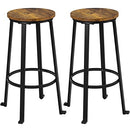 Yaheetech 29.5 inch Bar Stools Set of 2 Bar Height Stools Industrial Tall Bar Chair Round Backless Counter Stools with Metal Legs for Dining Room/Living Room/Kitchen Counter Rustic Brown