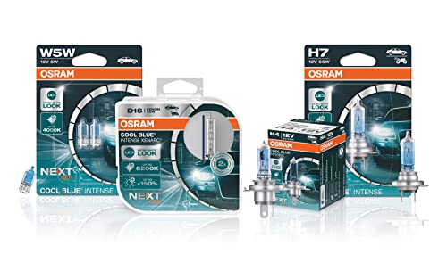 OSRAM Cool Blue® Intense H1, 100% More Brightness, up to 5,000 K, Halogen Headlight Bulb, LED Look, Single Blister (1 Bulb)