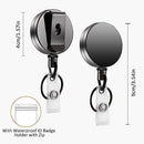 2 Pack Heavy Duty Retractable Badge Holder Reel, Will Well Metal ID Badge Holder with Belt Clip Key Ring for Name Card Keychain [All Metal Casing, 27.5" UHMWPE Fiber Cord, Reinforced Id Strap]