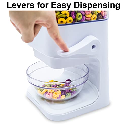 Zeadesign Cereal Dispenser Countertop 2Pc, Cereal Containers Storage, 5L Organization and Storage Containers for Kitchen, Dry Food Dispenser for Rice, Grains, Nuts, Snack,Oatmeal, Pet food, White