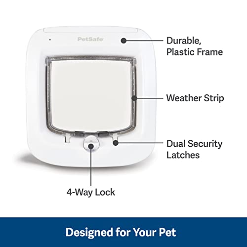 PetSafe Interior and Exterior Cat Door – Microchip RFID Pet Door – 4-Way Locking – Works With up to 40 Programmed Pets