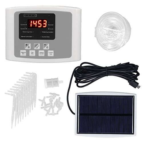 Solar Smart Water Timer, Solar Powered Hose Timer Automatic Drip Irrigation Kit for Outdoor Garden Lawn Irrigation System, Programmable and Single Pump