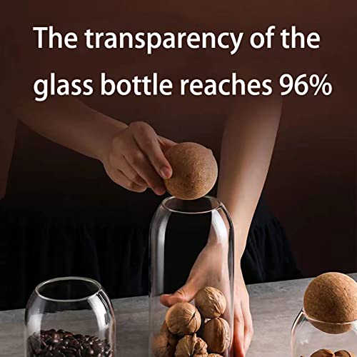 ZEGROA 1500ML/50Oz Clear Glass Bottles, Glass Food Storage Containers with Airtight Round Cork, Decorative Sealed Jar Organizer Holder with Wooden Lid for Candy, Cookie, Nut, Spice, Tea, Coffee Bean