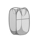 WD&CD 2PCS Laundry Baskets Foldable Pop Up Mesh Washing Basket Laundry Basket Bag Large Storage Basket Bin Laundry Hamper Toy Tidy Storage Organiser Organizer-Gray