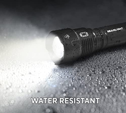 GearLight High-Powered LED Flashlight S1200 - Mid Size, Zoomable, Water Resistant, Handheld Light - High Lumen Camping, Outdoor, Emergency Flashlights