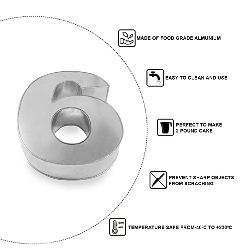0-9 Individual Number Cake Tin, Cake Pan & Cake Mould for Baking at Birthday & Parties - Mold Capacity: 2 Pound Cake - Size: 10x8x2.5 Inches (6)