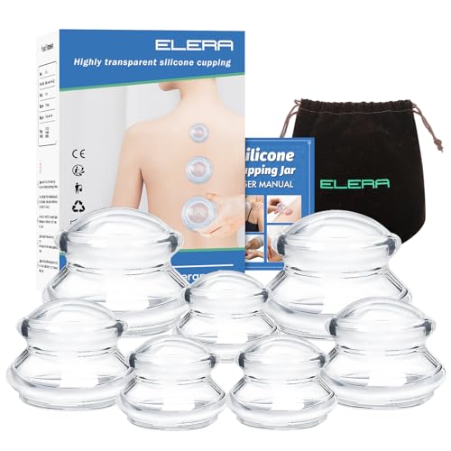 ELERA Silicone Cupping Theraphy Set, Professionally Chinese Massage Cups for Cupping Therapy and Cellulite Reduction (7 Cups)