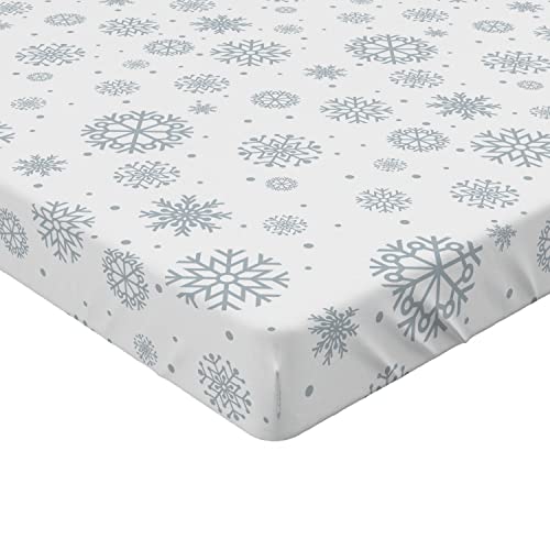 Ambesonne Winter Fitted Sheet Set, Pattern Ornate Snowflake Motifs and Dots Retro Christmas Inspired Repetitive, Decorative Bedding All-Round Elastic Pocket 2 Pcs, Twin XL Size, Pale Grey
