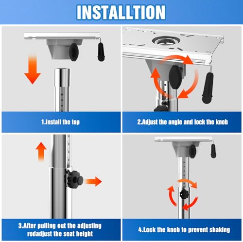 Loodmeo Boat seat base, 13-19in, seat mounting plate can be adjusted front and rear, aluminum alloy material with high durability, Boat Seats Captain Chair Fishing Seats(Base + mounting plate+screws)