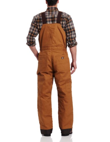 Dickies Men's Duck Insulated Bib Overall, Brown Duck, Small
