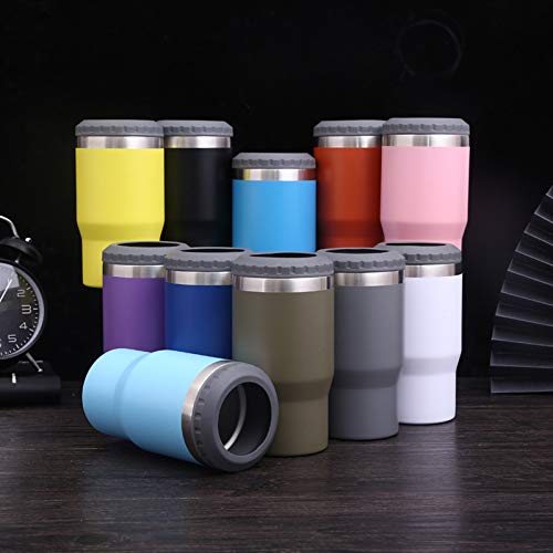 4 in 1 Stainless Steel Can/Bottle Insulator, 14oz Two-Way Lids SUS Insulated Can Cooler, Beer Bottle holder(Red)