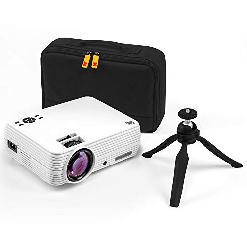 KODAK FLIK X7 Home Projector (Max 1080p HD) with Tripod, & Case Included | Compact, Projects Up to 150” with 720p Native Resolution & 30,000 Hour, Lumen LED Lamp| AV, VGA, HDMI & USB Compatible