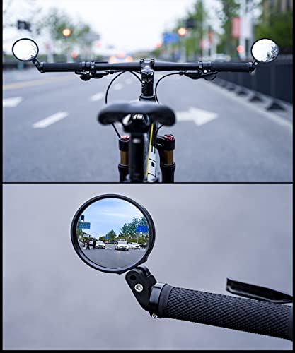 Bike Mirror(2 Pack),Bicycle Mirrors,Handlebar Rearview Mirror,Easy to Install,360° Rotating Adjustable Safety Convex Mirror with Wide Filed of View for Road Mountain Bike