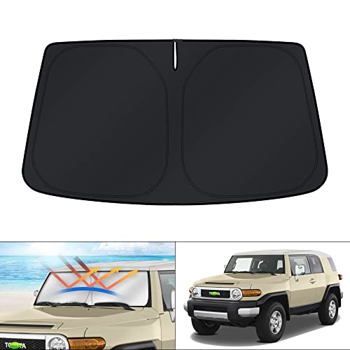 KUST Windshield Sun Shade for Toyota FJ Cruiser Sport Utility 2007-2014 Window Sunshade Sun Visor Protector Foldable Blocks UV Rays Keep Your Car Cooler