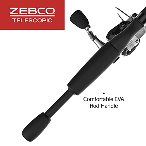 Zebco 33 Telescopic Spinning Reel and Fishing Rod Combo, Convenient Telescoping Rod with a Pro-Style Handle Grip and Quickset Anti-Reverse Fishing Reel, Multi, One Size (33SP605MTELA.FB4)