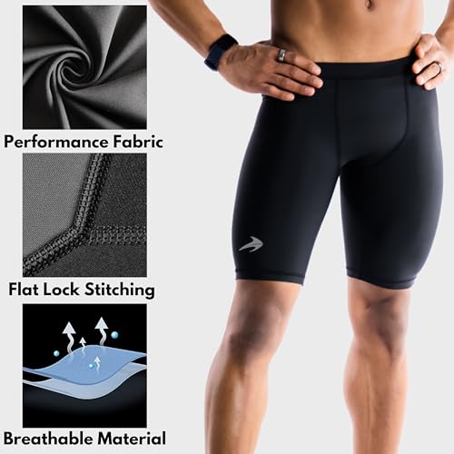 COMPRESSIONZ Compression Shorts Men - Sport Spandex Compression Underwear (Black, M)