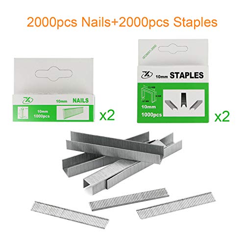 Cordless Staple Gun Nail Gun Tacker, Electric Stapler & Nailer 2 in 1, Electric Staple Gun with Rechargeable USB Charger for Upholstery DIY Includes 2000pcs 10mm Nails and 2000pcs 10mm Staples
