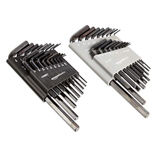 Amazon Basics Allen Wrench/Hex Key Set with SAE/Metric Sizes and 2 Storage Cases, 36 Piece Set