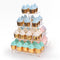 4 Tier Clear Cupcake Stand with Gold LED String Lights, Acrylic Cupcake Display Holder for Weddings, Birthday, Anniversary, Party Events