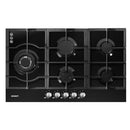 Devanti Gas Cooktop, 90cm 5 Burner Portable Stove Electric Cooktops Wok Burners Cooker Super Powerful Stoves Home Kitchen Appliances, Stainless Steel Tempered Glass Surface Knob Controls Black