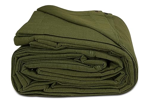 Zuperia 2 Pack Canvas Tarp, 8' x 10' ft, 28 MIL, with Rustproof Grommets, Waterproof, Heavy Duty Multipurpose Tarpaulin Cover for Canopy Tent, Roof, Camping, Woodpile (Olive Green)