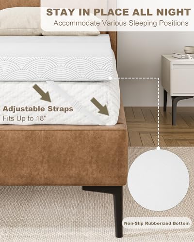 Zenzy 2" Twin Memory Foam Mattress Topper, [Removable] [Washable] Cover and [Adjustable] Straps, CertiPUR-US Certified Twin Mattress Topper, Soft and Breathable for Pain Relief- Dark Gray