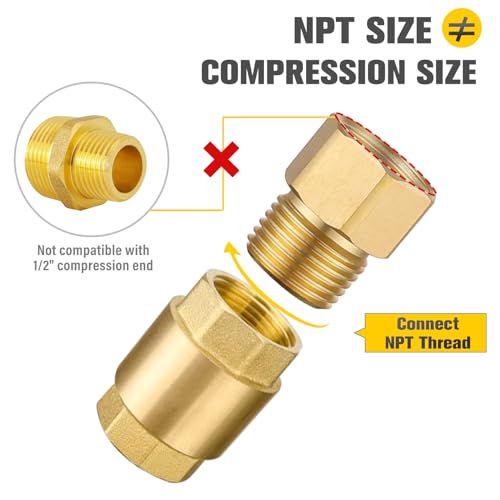 [2-Pack] APLWY 1/2" Female NPT x 1/2" Male NPT Brass Pipe Fitting Reducer Adapter (1/2"M x 1/2"F)