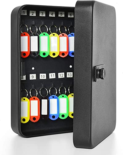Snokay Wall-Mounted Key Cabinet with 28 Hooks & Tags, Combination Lock for Key Management and Security, Steel Key Storage Lock Box