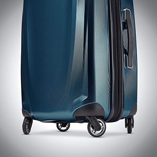 Samsonite Unisex-Adult Winfield 3 DLX Hardside Expandable Luggage with Spinners, Navy, Checked-Medium 25-Inch, Winfield 3 DLX Hardside Expandable Luggage with Spinners