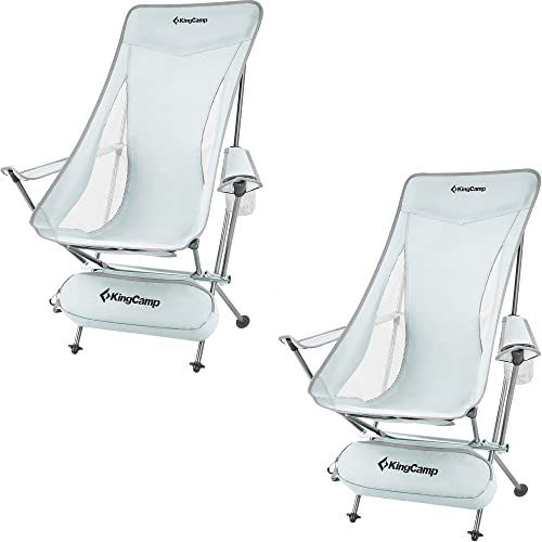 KingCamp Ultralight High Back Folding Camping Chairs Adults with Armrest, Upgrade All-Aluminum Alloy Bracket, 2 Pack Lightweight Camping Chair Camp Compact Portable Outdoors with Carry Bag