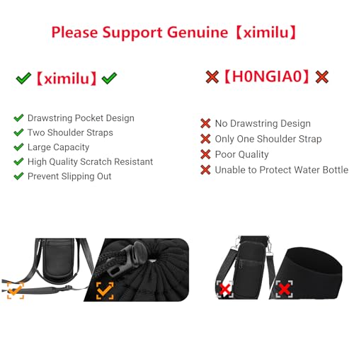 ziyue Water Bottle Carrier Bag, Universal Water Bottle Holder Crossbody Bag with Adjustable Shoulder Hand Strap 2 Pocket for Hiking Travelling Camping