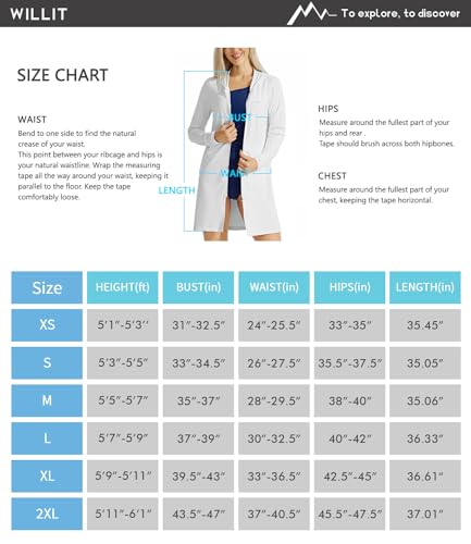 Willit UPF 50+ Women's Swim Cover Up Sun Protection Beach Swimwear Bathing Suit Long Hoodie Jacket SPF White S