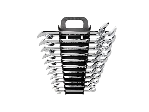 TEKTON Angle Head Open End Wrench Set with Holder, 11-Piece (3/8-1 in.) | WAE91102