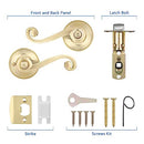 Bonpoly 6 Pack Gold Door Handles, Wave Style Door Lever Privacy Door Handle, Keyless Interior Lever for Bedroom Bathroom, Satin Brass Finish