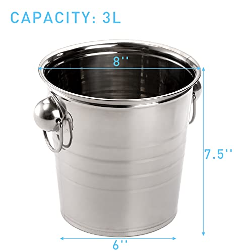ZENFUN 2 Pack 3 Quart Ice Bucket with Handles, Ice Bucket with Lid, Galvanized Metal Beverage Tub with Handles, Drink and Wine Chiller for Bar, Party, BBQ, Great for Indoor and Outdoor Use